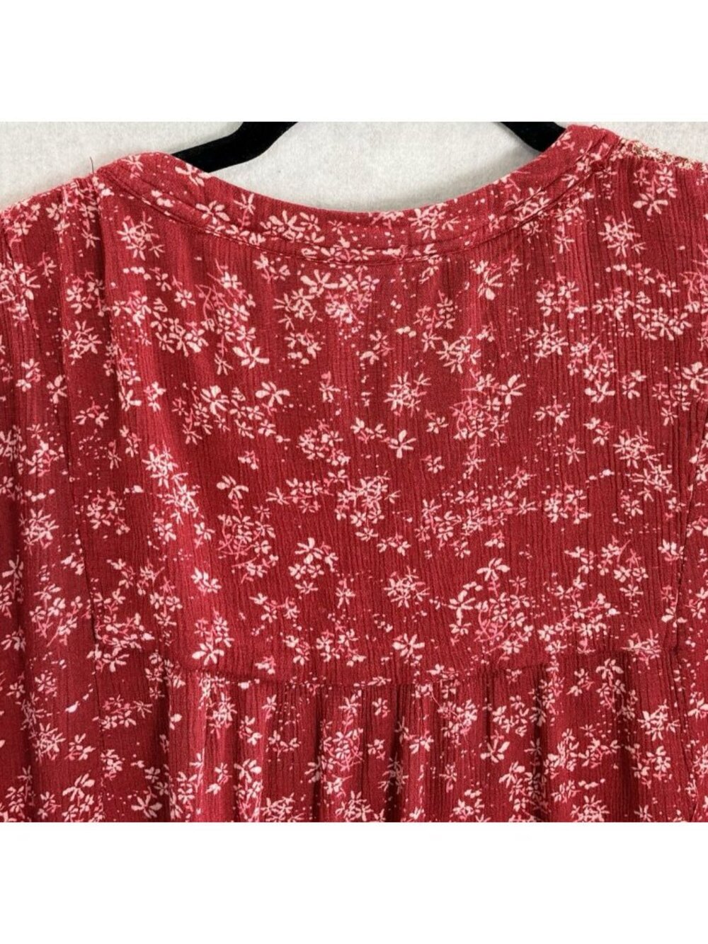 KNOX ROSE Women Crop Embroidered Short Sleeve Boxy Top Sz XXL Red Boho 14-11 - Picture 4 of 9